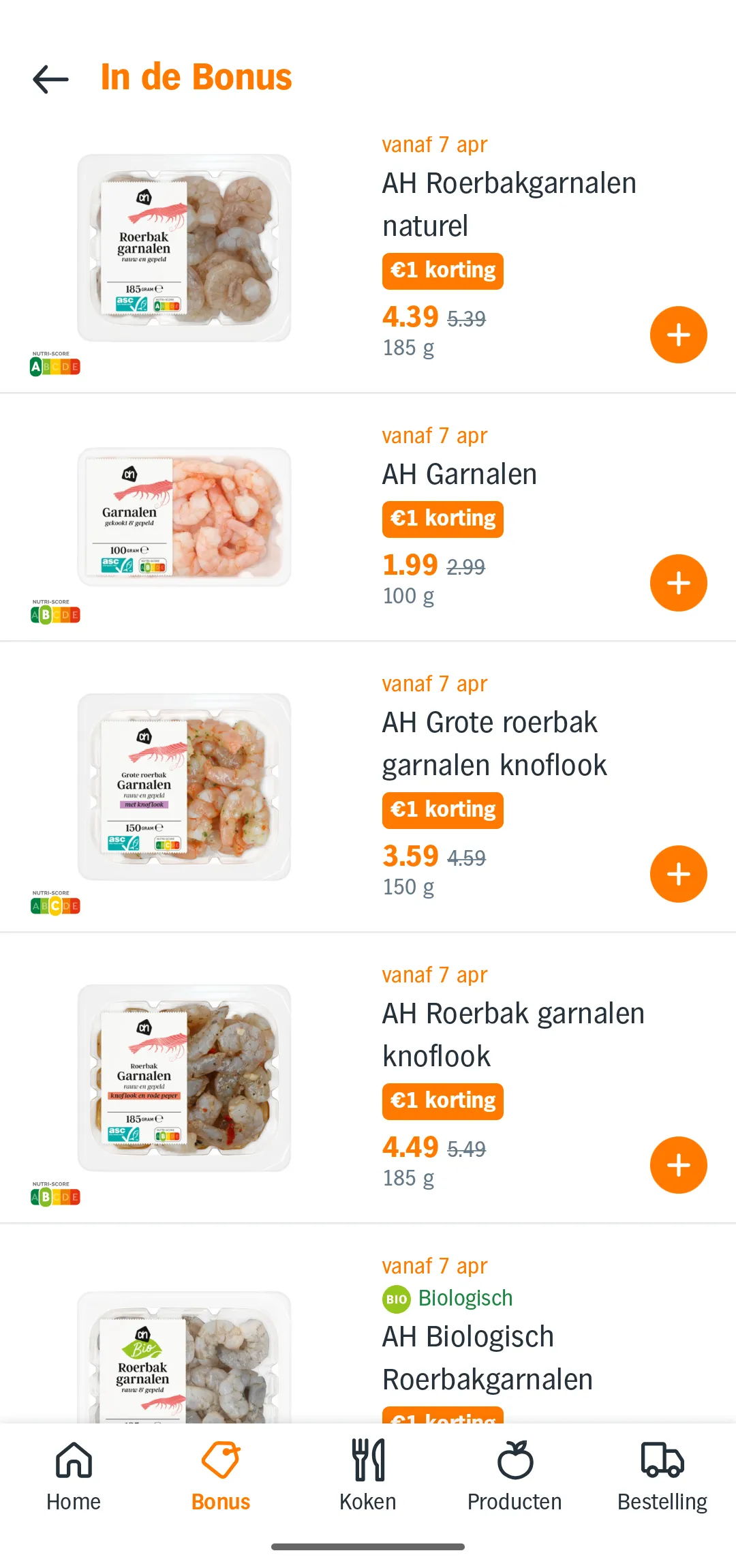 AH Bonus aanbiedingen week 15 – garnalen korting